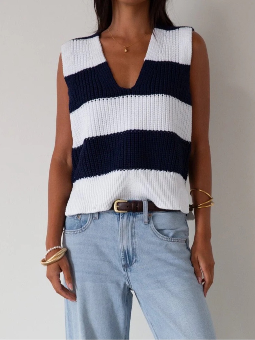 J. Jill Navy Textured Knit Top